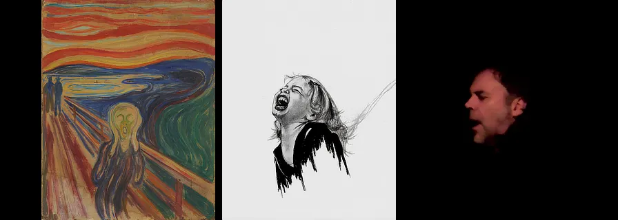 E. Munch. Skrik. 1893 / A. Pont. Nena cridant. 2017 / T. Casassas. Cants del Pou. 2022